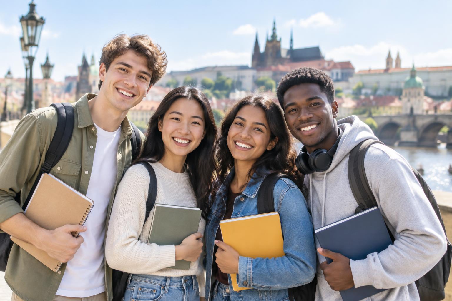 International students together in a European city