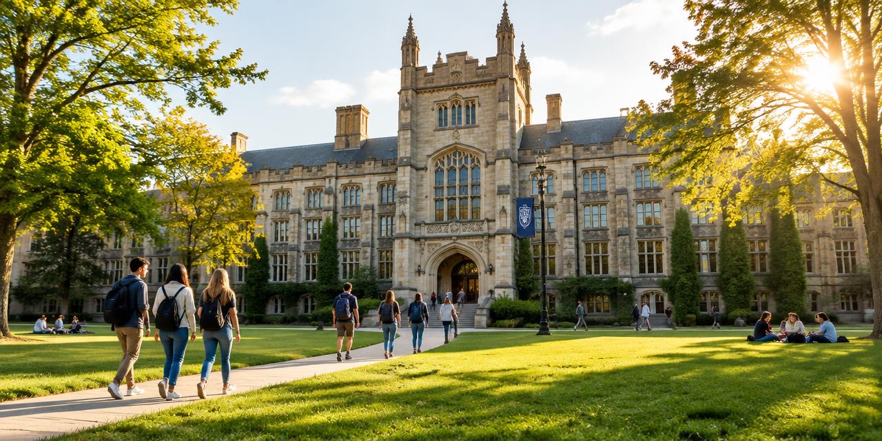 Students on a university campus